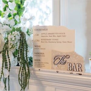 Elegant Cream Cocktail Menu Sign - Stone Bar Sign Wedding